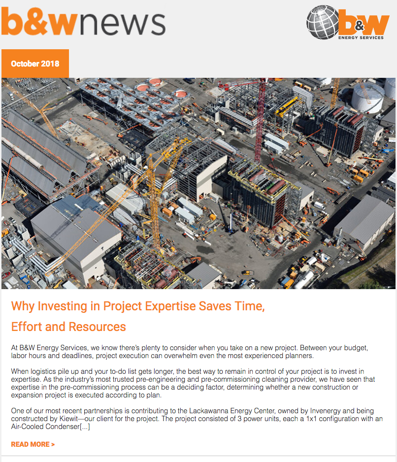 B&W Energy Services - September 2018 Customer Newsletter
