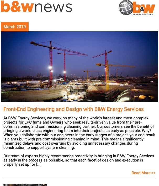 B&W Energy Services - March 2018 Customer Newsletter