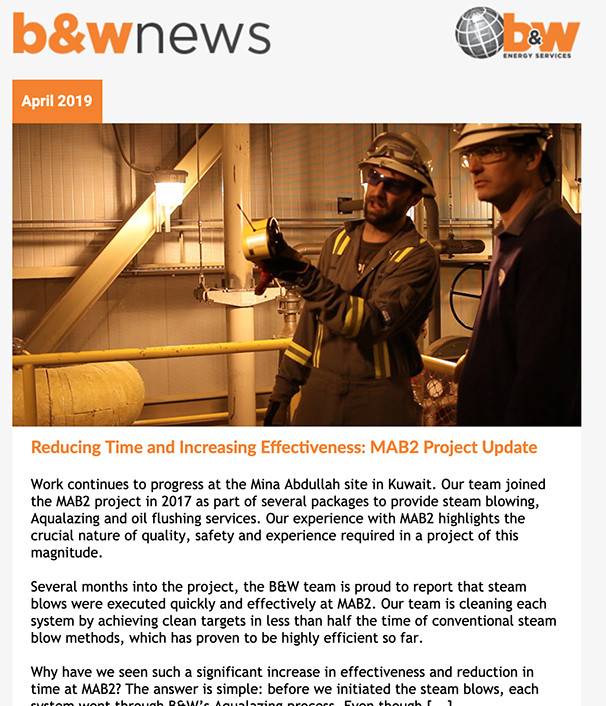 B&W Energy Services - April 2018 Customer Newsletter