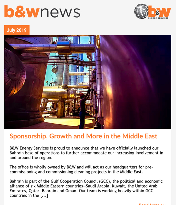B&W Energy Services - July 2019 Customer Newsletter