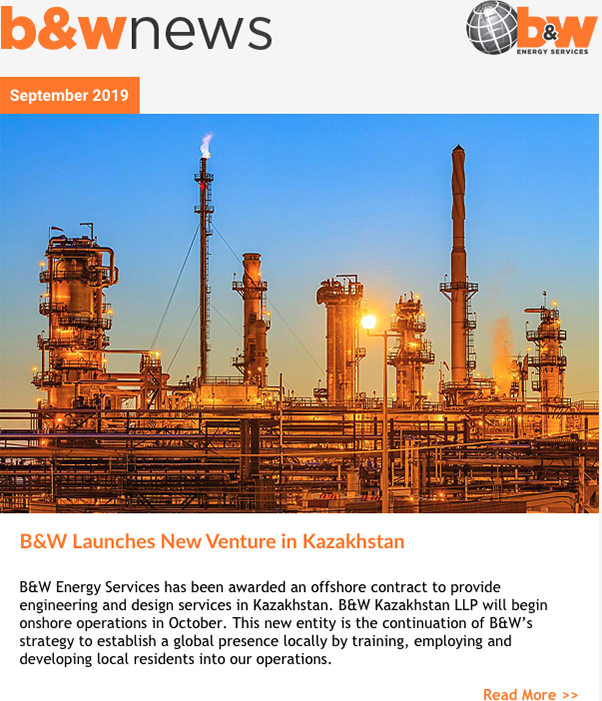 B&W Energy Services - September 2019 Customer Newsletter